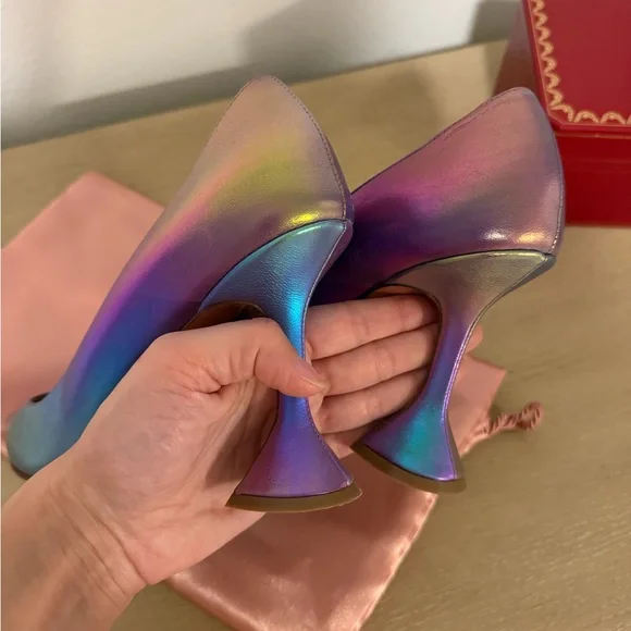 Amina Muaddi Ami Iridescent Pumps - Picture 5 of 9